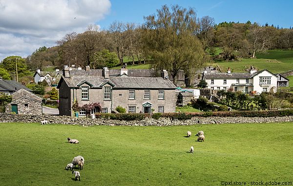 Dorf in Cumbria, Lake District - Home of Beatrix Potter Cumbria im Lake District - Heimat der Kinderbuchautorin Beatrix Potter